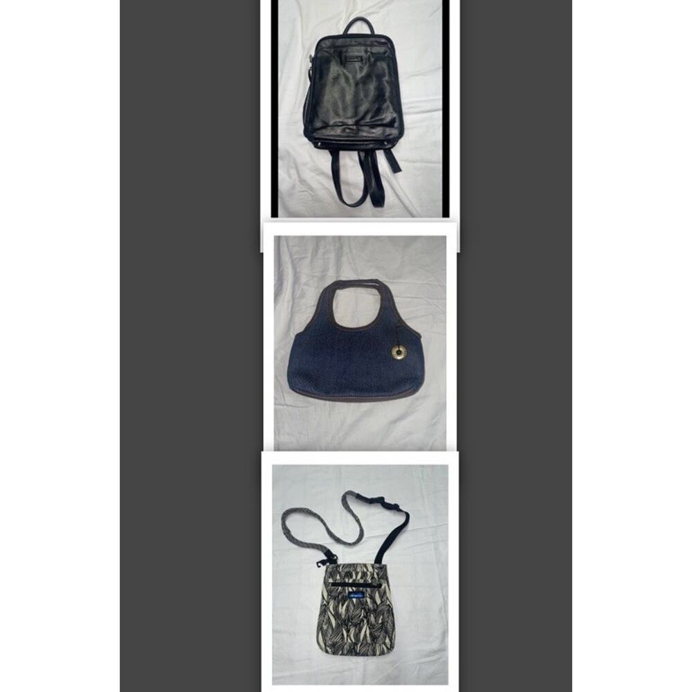 Tignanello Black Leather Backpack Handbag Purse- The Sak Purse - Cavu -Lot Of 3